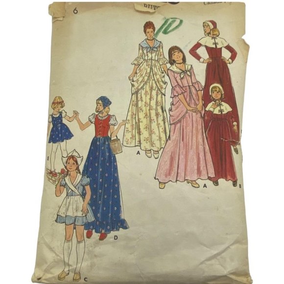 #4208 Butterick Sewing Pattern Pilgrim Colonial Dutch & Gypsy Costumes Sz 6 - Picture 1 of 4